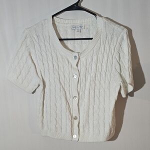 She + Sky Off-White Cable Knit Cardigan